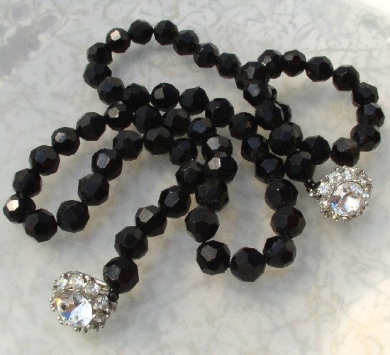 JUDITH McCANN Vintage FRENCH JET Necklace w/ Shuvon Clasp