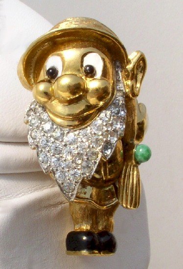 RARE Vintage JOMAZ Bowling SEVEN DWARFS Brooch BOOK PIECE