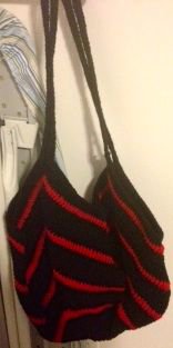 "Black Cherry" - Black and Red Semi-Solid Granny Square Bag