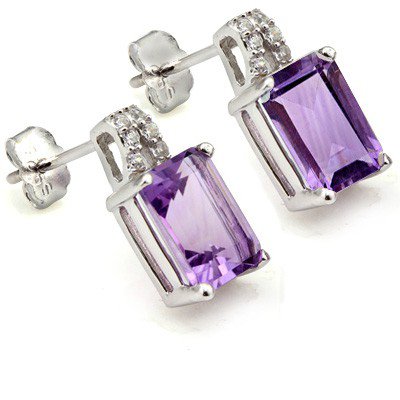 Amethyst Stud Earrings - Sapphire