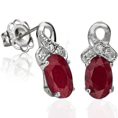 Amazing 1.23 CT Genuine Ruby with Diamond Earrings