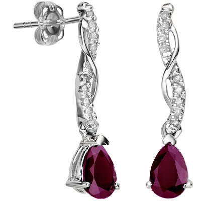 Genuine Ruby Earrings - Burgundy