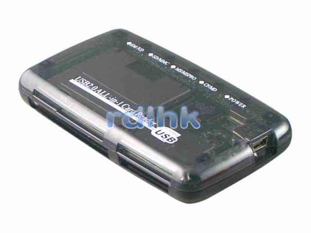 BLACK ALL-IN-1 USB 2.0 CARD READER FOR MMC/MS/SD/XD