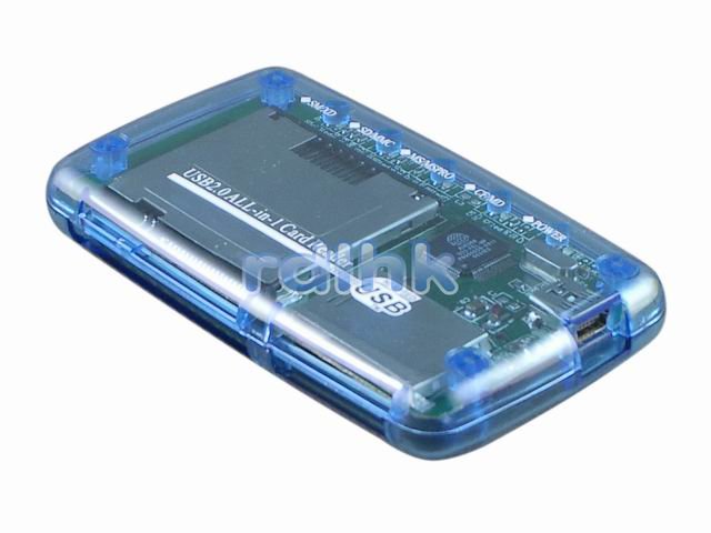 BLUE ALL-IN-1 USB 2.0 CARD READER FOR MMC/MS/SD/XD