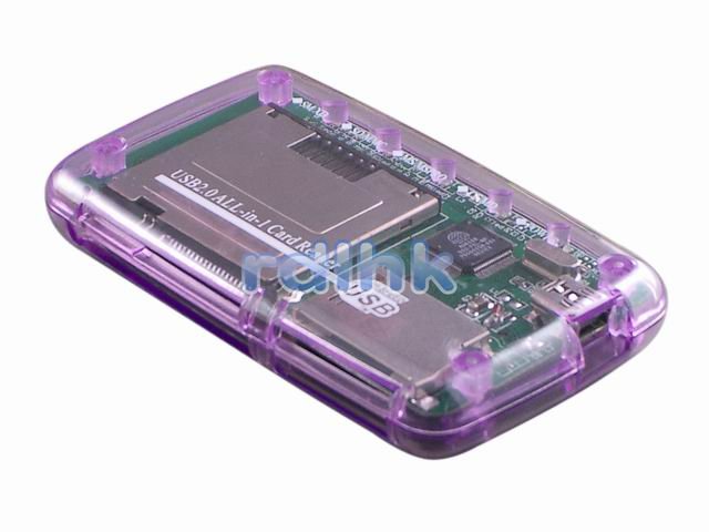 PURPLE ALL-IN-1 USB 2.0 CARD READER FOR MMC/MS/SD/XD