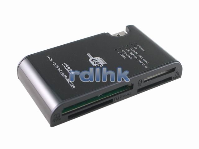 BLACK 24-IN-1 USB 2.0 CARD READER FOR MMC/MS/SD/XD