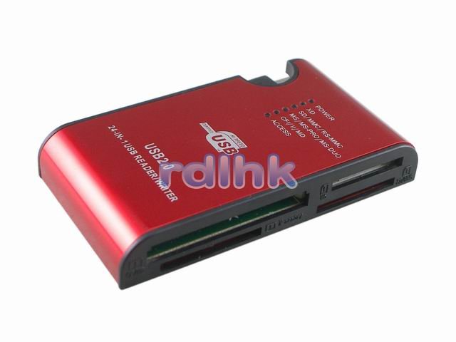 RED 24-IN-1 USB 2.0 CARD READER FOR MMC/MS/SD/XD