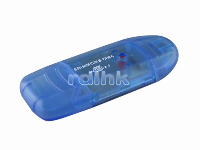 BLUE 4-IN-1 USB 2.0 CARD READER FOR SD/MiniSD/RS-MMC
