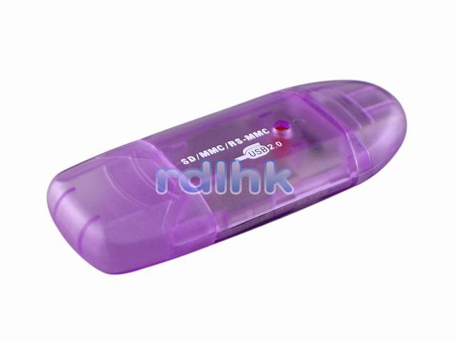 PURPLE 4-IN-1 USB 2.0 CARD READER FOR SD/MiniSD/RS-MMC