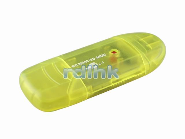 YELLOW 4-IN-1 USB 2.0 CARD READER FOR SD/MiniSD/RS-MMC