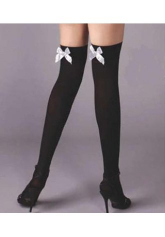 Lycra Thigh High Stocking with Ribbons Top