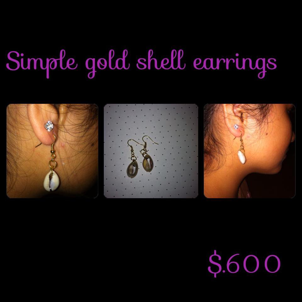 Gold Simple Cowry Shell Earrings