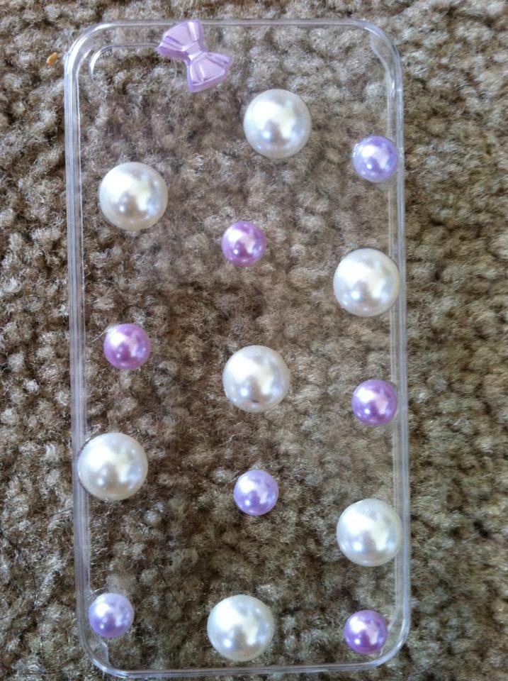 Clear iPhone 4/4s Case. Purple & White Bows & Dots