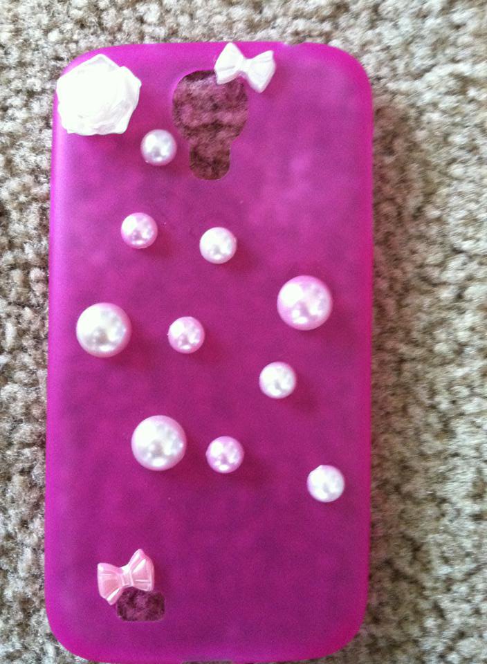 Pink Galaxy S3 Phone Case. Pink & White Dots & Bows
