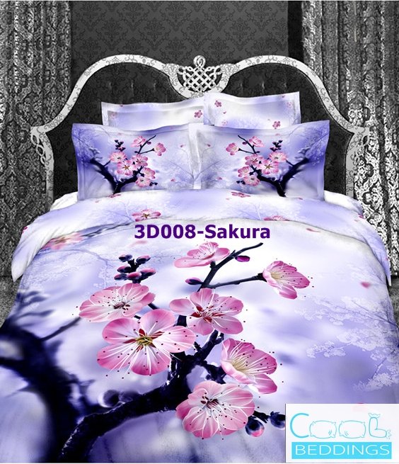 3D 100% cotton Sakura Bedding Set (Queen Size )