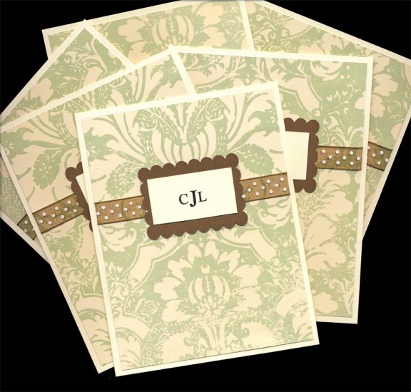 monogram notecards - brown