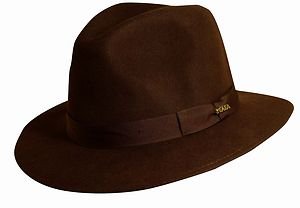 SCALA-Crushable Rain-Water Repellent Proof Soft Wool-Brown Fedora Hat-XL