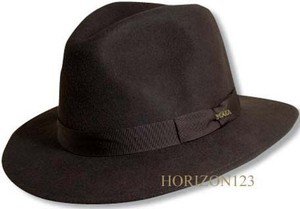 SCALA-Crushable Rain-Water Repellent Proof Soft Wool-Brown Fedora Hat-Large