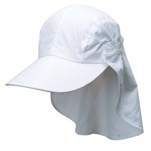 MICROFIBER-Extended Face/Neck Flap Cap-Wide Brim-No Glare-Quick Dry-White