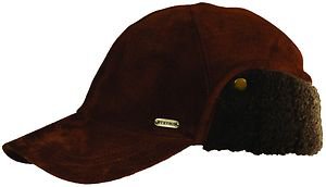 STETSON Cap-Suede Leather-Folding Fur Ear Flap-Bomber-Aviator Hat-Brown-MEDIUM