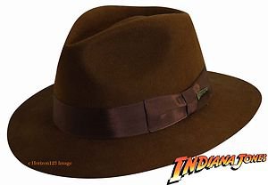 THE Indiana Jones Fedora-Firm Wool Felt Hat-Satin Lining--Brown-LARGE