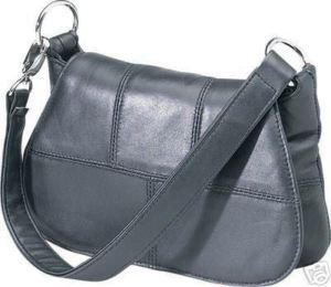 Womens- Soft Black REAL Lambskin Leather Handbag Purse