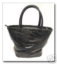 "Mini-Bucket" Black Patchwork Leather Small Handbag Purse-buttery soft leather