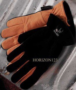 Heat-Lock Insulated-Deer Skin Leather Gloves-Black &Tan-Large
