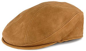 STETSON-Texas Leather-TAN Nubuck Ivy Driving Cap-Cabbie-Newsboy Hat-Small/Medium