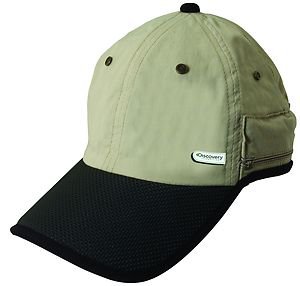 SPF/UPF-50:Discovery Expedition Fold Away Neck Flap Cap-Khaki Tan & Black-Medium