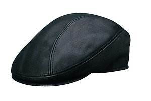 STETSON *Made in Texas* Black Leather Nubuck Ivy Driving Flat Cap-Hat-LARGE/XL