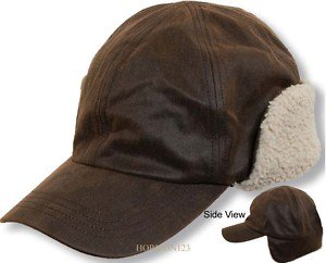 Oilcloth-TROOPER_BOMBER_AVIATOR_ARTIC Fur Ear Flap Hat-Ballcap Style-Brown-LARGE