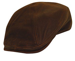 STETSON- BROWN Premium Leather Ivy Driving Cap-Cabbie-Newsboy Hat-Small & Medium