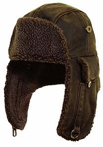 Rugged Oilcloth Winter Trooper-Bomber-Hunter-Fleece Ear Flap Hat-Brown-Medium