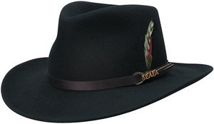 SCALA Soft-Crushable-Rain Water Repellent Black Outback Hat-Medium