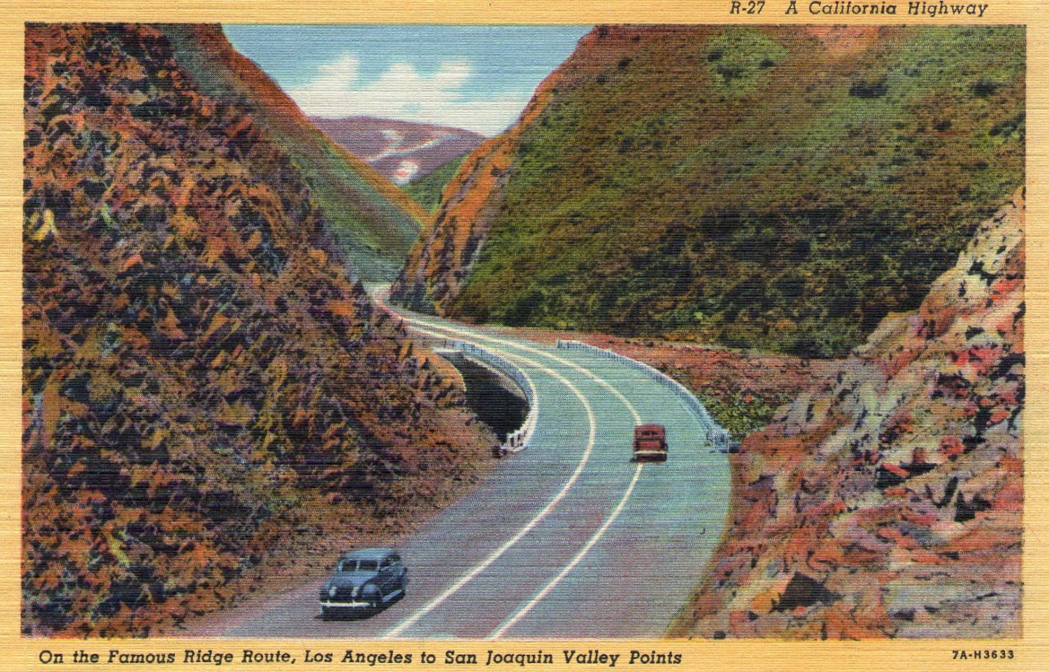 Scenic- C.T. Art "A California Highway" Linen Postcard
