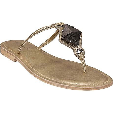 NEW KENNETH COLE Gold Roman Thong Wood Accent LEATHER Sandals 7.5