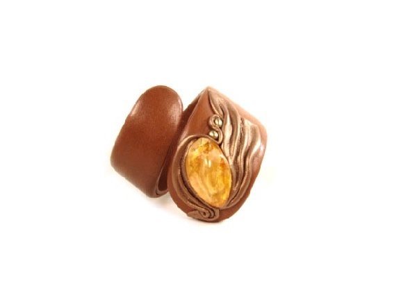 Exclusive Genuine Leather - Baltic Amber Bracelet FREE DELIVERY