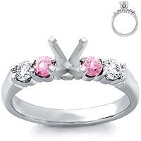 18k White Gold Diamond and Pink Sapphire Setting (1/5 ct. tw.)