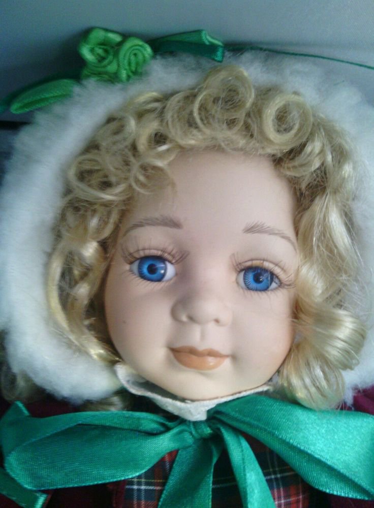 GC**PORCELAIN DOLL*BURGUNDY VELVET? DRESS *STAND**16' TALL