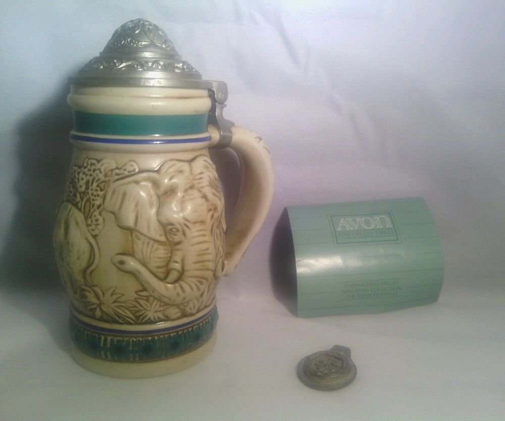 ENDANGERED SPECIES: THE ASIAN ELEPHANT AVON COLLECTABLE STEIN MUG BRAZIL 1990