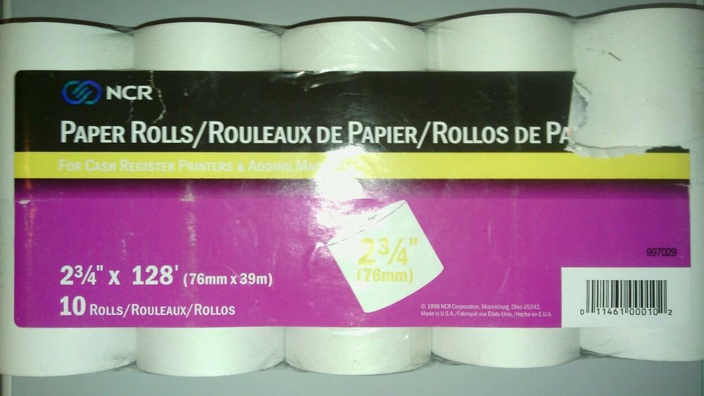 NEW**NCR PAPER ROLLS**CASH REGISTERS & ADDING MACHINES**10 ROLLS **2 3/4"x 128'