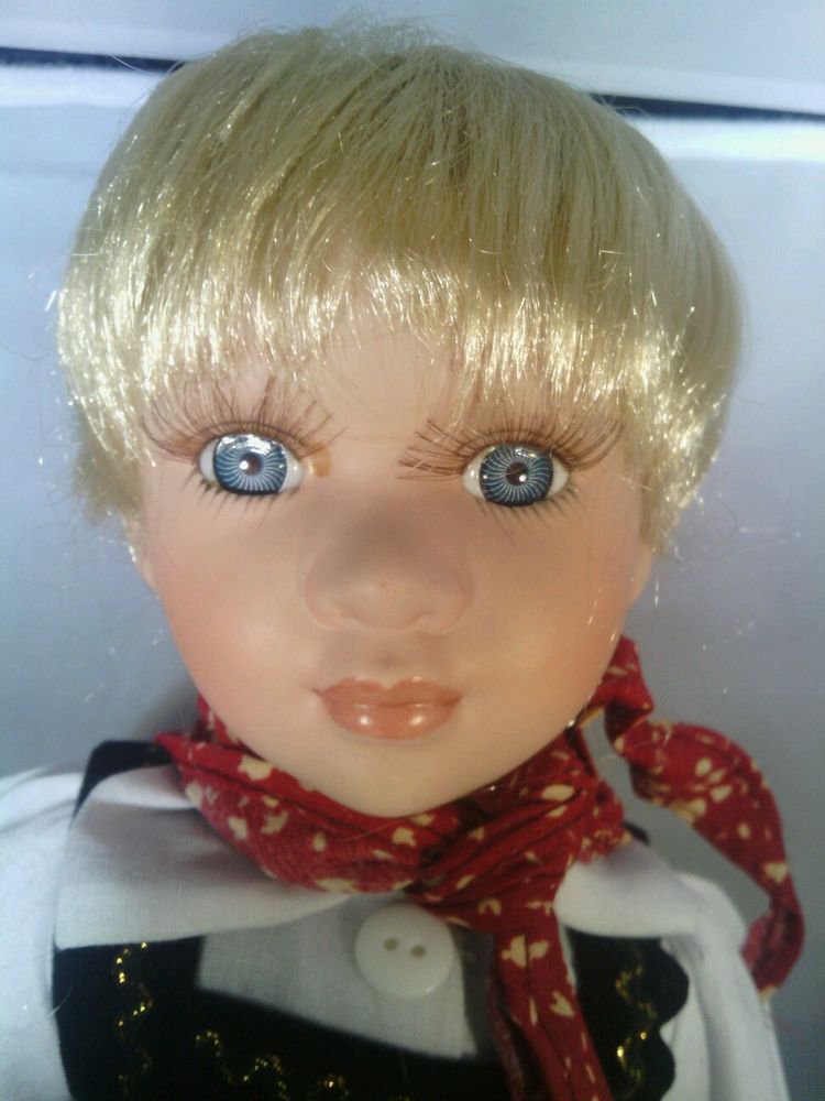 NWOT**BUSCH GARDENS WILLIAMSBURG** PORCELAIN BOY DOLL**14' TALL**STAND
