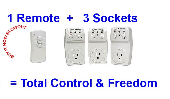 3 Remote Control Controlled Activated Socket Sockets NEW IN RETAIL PACKAGE NEW LOW PRICE!