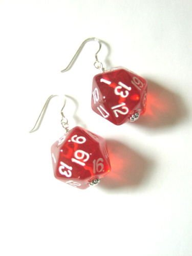1 Pair d20 RPG Dice Earrings Gamer Chic-Pick your Color