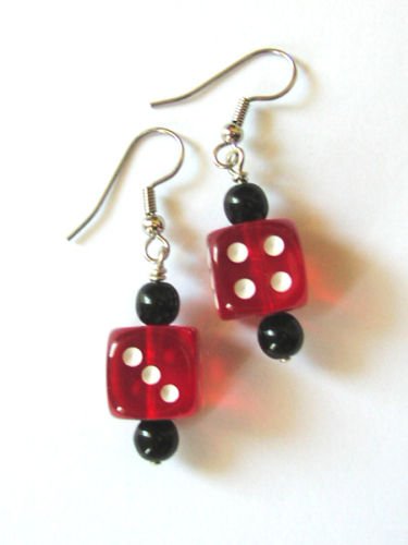 1 Pair Dice Earrings 12mm Bunco Game - Pick your Color