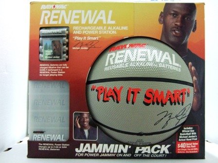 Michael Jordan Basketball - Rayovac Renewal Rechargable Alkaline Batteries And Power Station