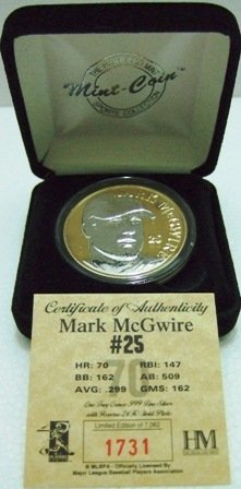 1998 - The Highland Mint - Mark McGwire - Silver/Gold - Mint Coin