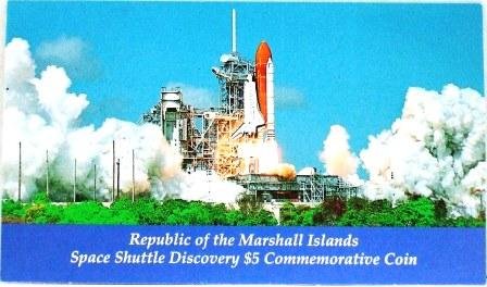 1988 - Republic of the Marshall Islands - Space Shuttle Discovery - $5 Commemorative Coin