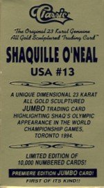 1994 - Shaquille O'Neal - Classic - 23K Gold - Sculptured Trading Card